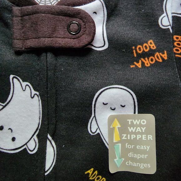 Baby 0-3M Halloween Ghost Adora-Boo 2 Way Zip Sleep N Play Footed Sleeper NWT - Picture 2 of 4